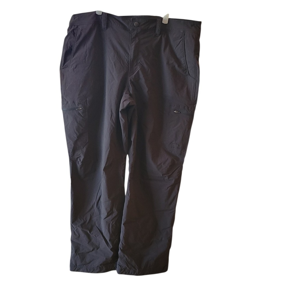 LL Bean Cresta Hiking Pants Mens 36X30 Black Nylon Cargo Fleece Lined 508240